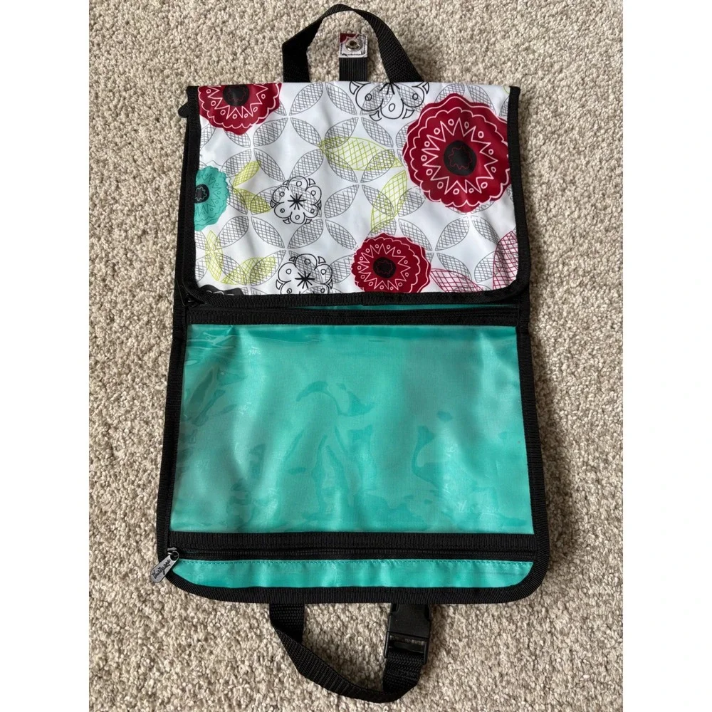 Thirty-One Travel Organizer Fold-Over Cosmetics Toiletry Bag Geometric Floral